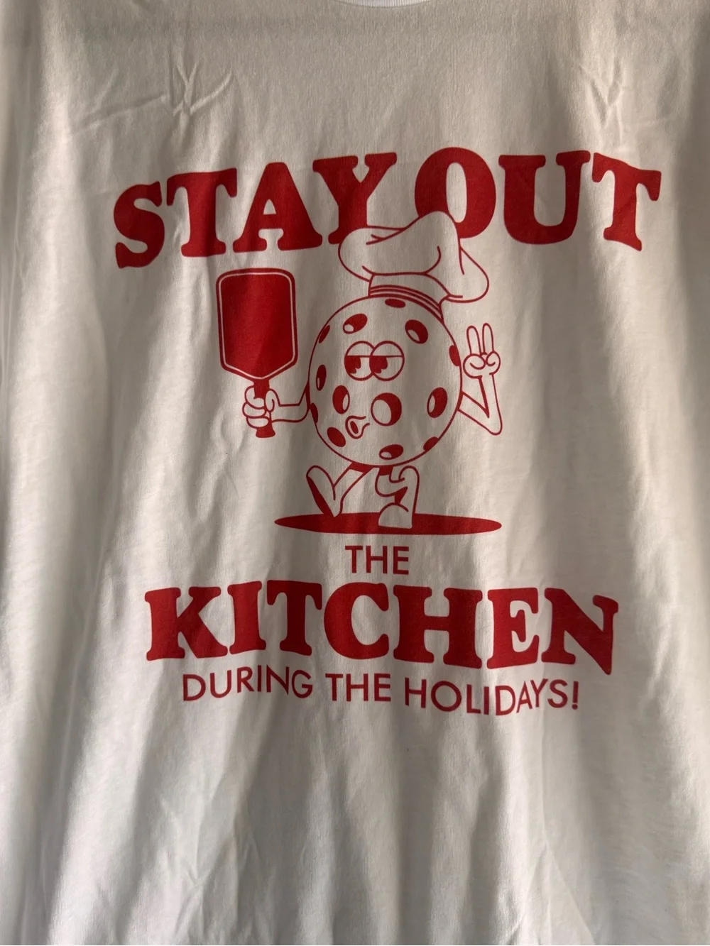 Next Level Apparel White T-Shirt with Red Holiday Kitchen Graphic